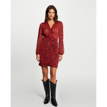 Morgan - Vestido cruzado con estampado de leopardo