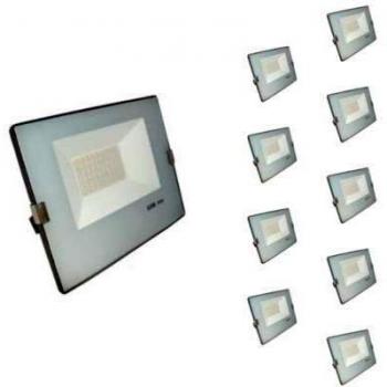 Foco LED de Exterior 50W IP65 Sin Parpadeo - Gris Azul (Pack de 10) - Blanco Frío 6000K - 8000K