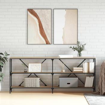 Mesa Consola Sonoma de Madera de Ingeniería en Roble Multicapa y Hierro 180x30x75 cm