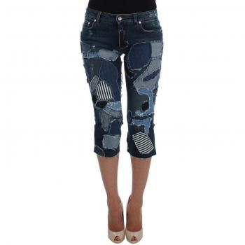 Dolce & Gabbana Stretch Blue Patchwork Denim Shorts - IT36 | XS, Female, Black, Size: 3XS