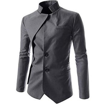 Para hombre Slim Fit Casual Premium Blazer chaqueta 2 botón Smart Casual Blazer chaqueta gris gris oscuro Large