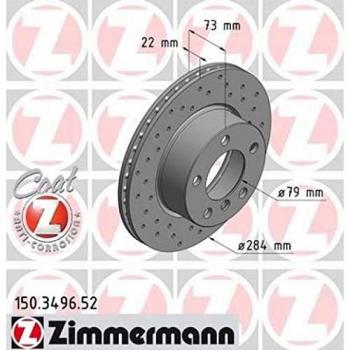 Disco de Freno Perforado ZIMMERMANN 150.3496.52 para BMW Serie 1 (F20, F21) y Serie 2 (F22, F23) - Sport Brake Disc