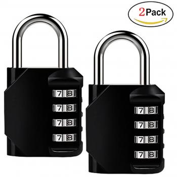 ISIYINER Candados de código de seguridad con combinaciones de 4 dígitos para maleta de gimnasio, caja de herramientas, gabinete, cobertizo y equipaje Negro