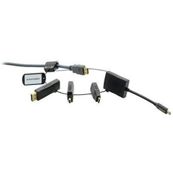 Kramer Electronics AD-RING-5 Video Cable Adapter, 0.45 m, Black, Male to Female Connectors, Includes DisplayPort male - HDMI female, HDMI female - mini HDMI male, Mini DisplayPort male - HDMI female
