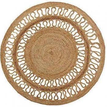 Alfombra Redonda de Yute Beige Ø 120 cm Estilo Boho Dikili