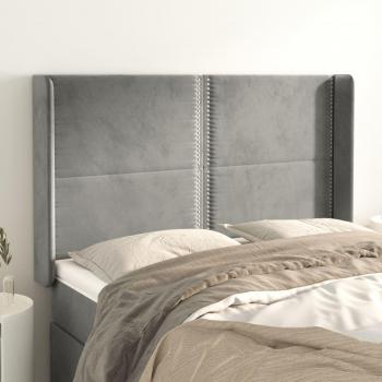 Cabecero con orejas de terciopelo gris claro 147x16x118/128 cm Vidaxl