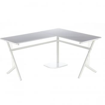 Hjh OFFICE 673470 Escritorio 155x130 cm Pollux Blanco, Grande Escritorio para Esquinas, Mesa de Ordenador