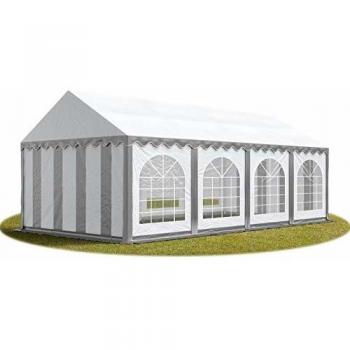 Carpa para fiestas 4x8 m, PVC 750, ignífuga, con base reforzada, gris-blanco