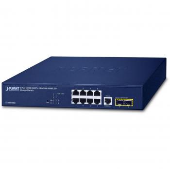 Switch gestionado Planet GS-4210-8T2S con 8 puertos 10/100/1000T y 2 puertos Gigabit Ethernet gestionados L2/L4