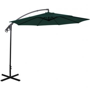 vidaXL Parasol de Color Verde Modelo Voladizo Diseño Tipo Banana Diámetro 3 m