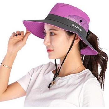 VICSPORT Sombrero de Sol para Mujer Gorro de ala Ancha de MallaSombreros de Pesca al Aire Libre Proteccin UV