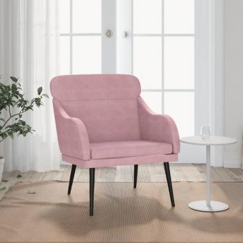 Sillón de terciopelo rosa 63x76x80 cm Vidaxl Rosa, terciopelo suave, estructura robusta, diseño moderno y elegante, almohadones cómodos