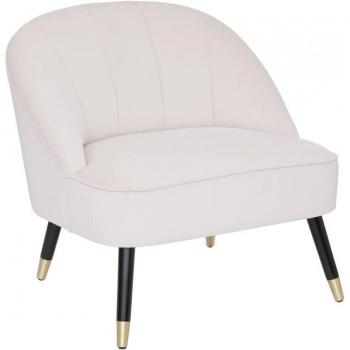 Sillón Naova de Atmosphera, terciopelo marfil, patas doradas, diseño elegante