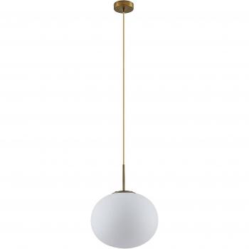 Lámpara colgante Noana de Lindby, esfera de vidrio opal, diseño moderno en bronce, hecha de metal y cristal, para salón y comedor, 1 lámpara E27
