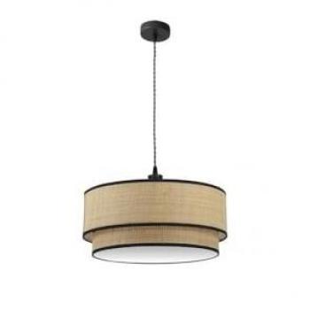Lámpara Colgante Regulable Roque 3 Luces Color Natural/Negro 60x60 cm