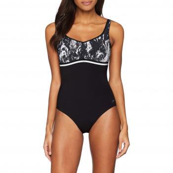 Speedo Contourluxe Printed 1 Piece AF Traje De Baño, Mujer, Black/White, 38