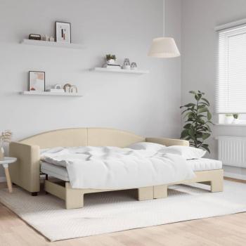 Sofá cama nido con colchón tela crema 90x200 cm Vidaxl Crema