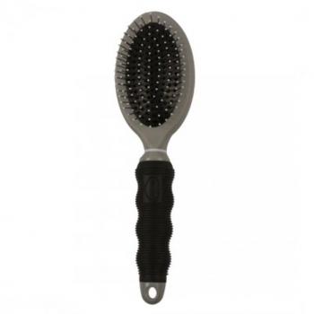 Cepillo de Púas Metálicas Protegidas DUVO BEAUTY para Mascotas - Cuidado del Pelaje - Color Negro y Gris - Fácil de Usar (T-L)