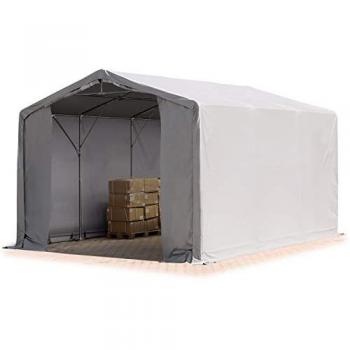 Carpa Industrial 6x6 m con Altura Lateral de 3 m y Puerta con Cremallera, PVC 850 Impermeable Gris
