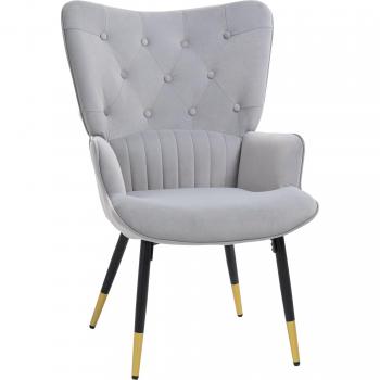 Butaca Stela Homcom tapizado en terciopelo gris claro 103x68x72 cm
