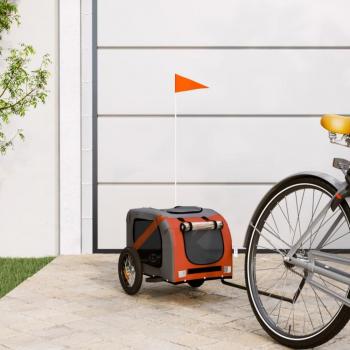 vidaXL Pet Bike Trailer - Orange and Grey, Oxford Fabric and Iron