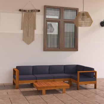 6-Piece Acacia Wood Garden Lounge Set with Dark Gray Cushions