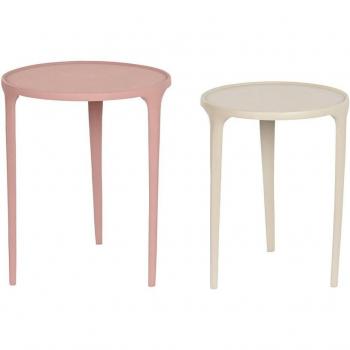 Mesita auxiliar set 2 aluminio 40x40x50 rosa