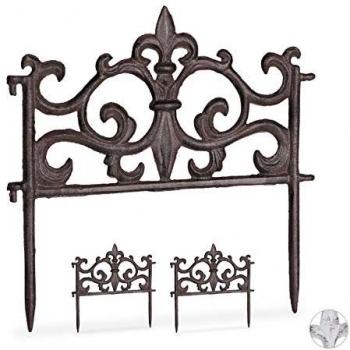 Vallas para Jardín Vintage - Set de 3 Delimitadores de Bordes Decorativos de Hierro, 27x27 cm, Marrón