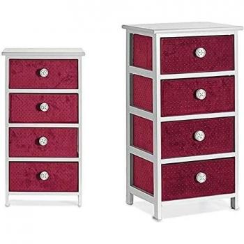 TU TENDENCIA ÚNICA Mueble Auxiliar de Madera con Cajones. Madera de Paulownia. Madera y Terciopelo