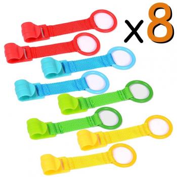 Th-some 8 PCS Anillos de Cuna Para Niños - Anillo Cuna Viaje, Anillas Para Cunas y Parques Grande, Ayuda a su Bebe a Ponerse de Pie Facilmente, Entrenamiento Equilibrio, Multicolor
