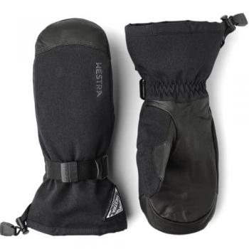 Hestra Powder Gauntlet Manoplas de cuero unisex para uso diario de invierno y esquí alpino - negro
