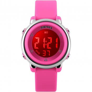 Reloj digital resistente al agua para niñas, colorido, luminiscente, con alarma y cronómetro, rosa