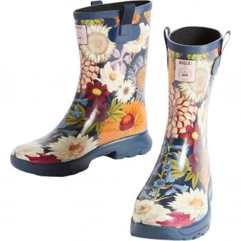 Aigle Alya Print Women's Rain Boots - Blue/Multicolor