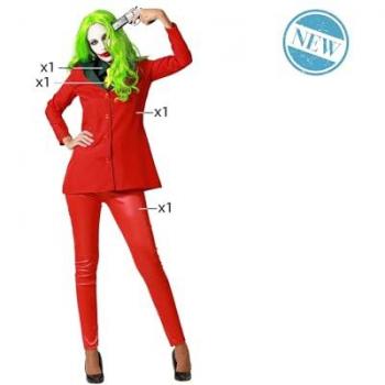 Disfraz de Payasa Conflictiva Rojo para Mujer Adulto XS con Corbata