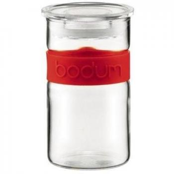 Bodum Presso - Tarro de cristal con tapa, cinta de silicona, 0,25 l, color rojo