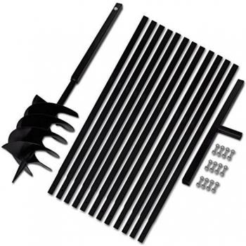 vidaXL Taladro de Tierra con Mango 200 mm con Tubo de Extensión 13 m Acero