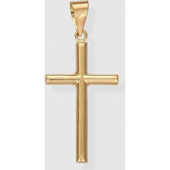 Colgante Cruz de oro amarillo con cadena de eslabones finos