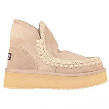 Mou Mini Eskimo Platform Boots, Women's Size 37, Light Brown Suede