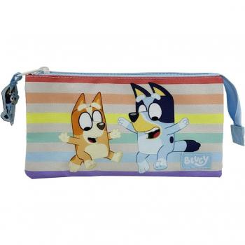 Estuche Escolar Triple Compartimento Bluey 23x7x12cm Licencia Oficial Multicolor