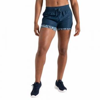 Dare 2b Women's Water Repellent Sprint Up 2-in-1 Shorts with Q-Wic Technology - Moonlight Denim Animal Print, Size 8