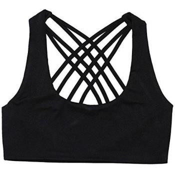 Sujetador deportivo, al, cuello, Sin alambres Yoga  Fitness Correr Baile  Negro negro small