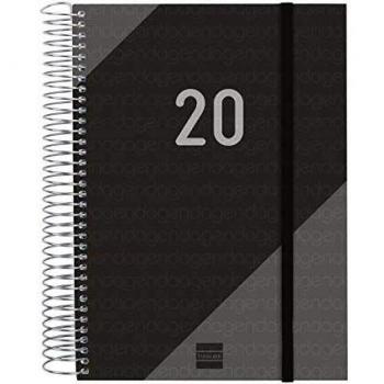 Finocam 741106020 Espiral Year- Agenda 2020, 70gr/m2, Negro, 155 x 212 mm