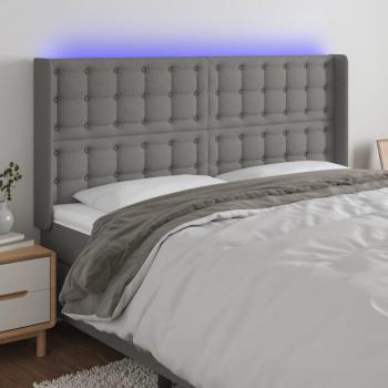 Cabecero LED gris oscuro de tela 163x16x118/128 cm