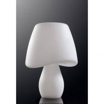 Lámpara de sobremesa Cool con 2 bombillas E27, interruptor en línea, interior, color blanco opal