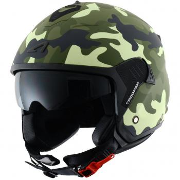 Astone Helmets Casco Jet Mini, diseño de soldado, color Verde, talla S