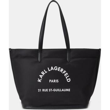 Karl Lagerfeld Black Nylon Tote Bag with Logo Detail