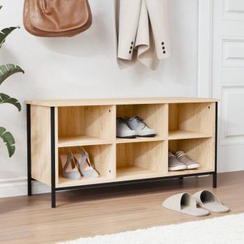 Mueble zapatero madera contrachapada roble Sonoma 100x35x50 cm Marrón