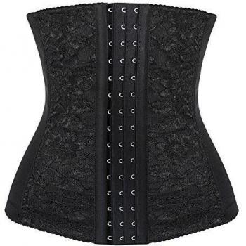 Charmian Women's Elasticity Spiral Steel Boned Waist Cincher Lace Decorate Underbust corsé Black 6X-Large