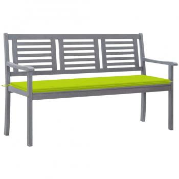 Banco de jardín de 3 asientos con almohada de 150 cm en eucalipto gris