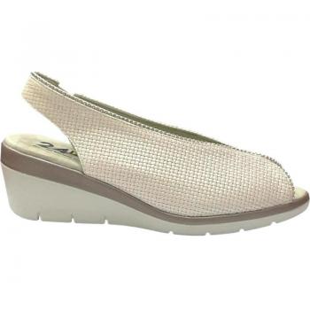 Sandalias cuña con pedrería beige 24HRS 25956 - Sandalias de mujer, cuña, confort, natural lino
